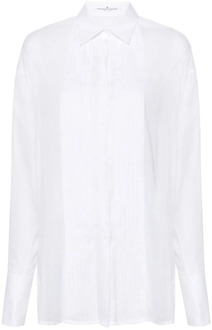 Witte Katoenen Overhemd met Plooien Ermanno Scervino , White , Dames - S,Xs,2Xs,3Xs