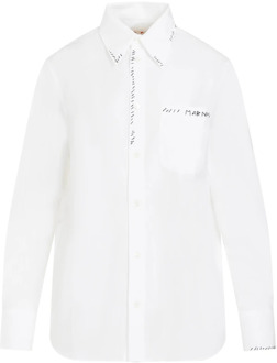 Witte Katoenen Overhemd met Puntkraag Marni , White , Dames - S,Xs,2Xs