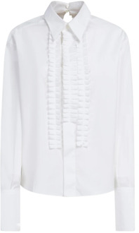 Witte Katoenen Overhemd met Rouches Marni , White , Dames - S,Xs