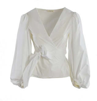 Witte Katoenen Overhemd met Tailleband P.a.r.o.s.h. , White , Dames - S