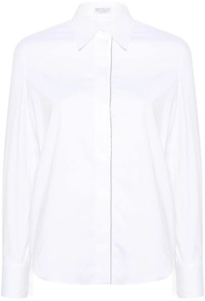 Witte Katoenen Overhemd met Voorsluiting Brunello Cucinelli , White , Dames - Xl,L,S