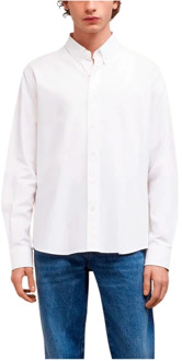 Witte Katoenen Oxford Button-Down Overhemd Ami Paris , White , Heren - Xl,L