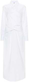 Witte Katoenen Poplin Jurk met Kruisdetail Fabiana Filippi , White , Dames - Xs,2Xs
