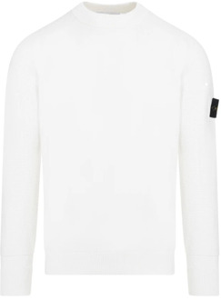 Witte Katoenen Pullover Sweater Stone Island , White , Heren - Xl,L,M,S
