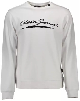 Witte Katoenen Sweater met Print Plein Sport , White , Heren