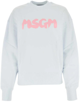 Witte katoenen sweatshirt - Klassieke stijl Msgm , White , Dames - L