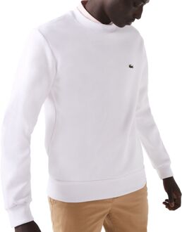 Witte Katoenen Sweatshirt met Logopatch Lacoste , White , Heren - 2XL