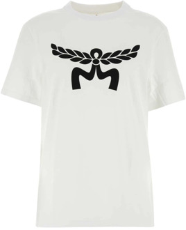 Witte katoenen T-shirt MCM , White , Dames
