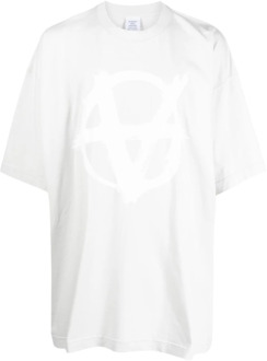 Witte Katoenen T-shirt met Logo Print Vetements , White , Heren - L,M,S
