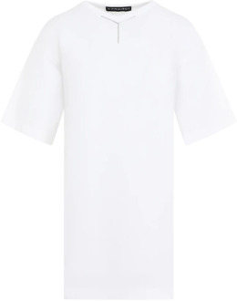 Witte katoenen T-shirt met V-hals Y/Project , White , Dames - S,Xs