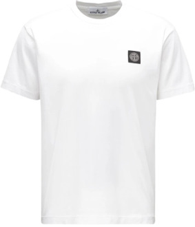 Witte katoenen T-shirt Stone Island , White , Heren - L,S