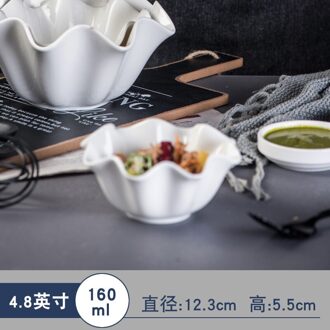 Witte Keramische Onregelmatige Slakom Curling Rand Creatieve Diner Platen Fruit Keuken Decor Servies Platos De Cena 12.3x5.5cm