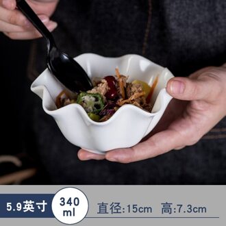 Witte Keramische Onregelmatige Slakom Curling Rand Creatieve Diner Platen Fruit Keuken Decor Servies Platos De Cena 15x7.3cm