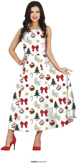 Witte Kerstjurk Met Print Dames Wit - Transparant