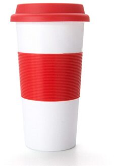 Witte Koffie Mok met Deksel Cup Mouwen plastic Reizen Mok Draagbare Melk Thee Drinken Cup Thuis Kantoor Paar 450ml stijl 4