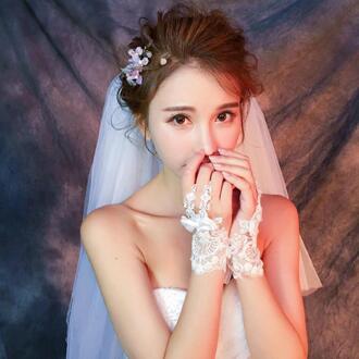 Witte Korte Elegante Strass Bridal Wedding Handschoenen Bruiloft accessoires