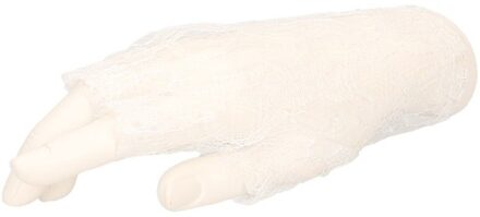 Witte korte rocker/punker kanten handschoenen voor volwassenen