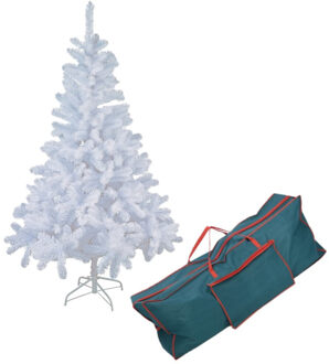 Witte kunst kerstboom/kunstboom 180 cm inclusief opbergzak