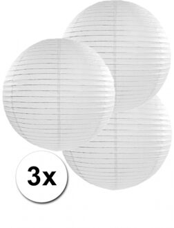 Witte lampionnen 35 cm 3 stuks - Feestlampionnen