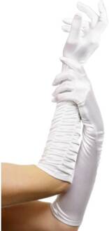 Witte lange glanzende handschoenen