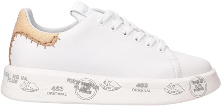 Witte Leren Sneakers met Beige Details Premiata , White , Dames - 38 EU