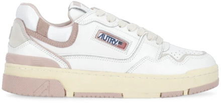 Witte Leren Sneakers met Contrasterende Details Autry , White , Dames - 37 EU