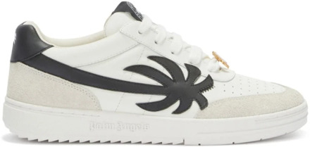 Witte Leren Sneakers met Logo Print Palm Angels , White , Heren - 41 Eu,43 Eu,44 EU