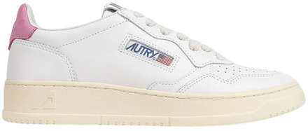 Witte Leren Sneakers met Roze Details Autry , White , Dames - 37 Eu,36 EU