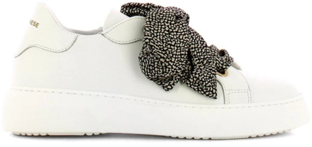 Witte leren sneakers met stoffen veters Borbonese , White , Dames - 36 Eu,40 Eu,37 Eu,39 Eu,38 EU