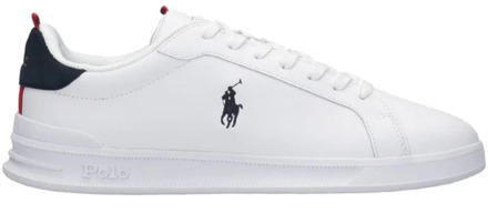 Witte Leren Sneakers voor Heren Ralph Lauren , White , Heren - 44 Eu,45 Eu,41 Eu,42 Eu,43 Eu,40 EU