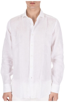 Witte Linnen Franse Kraag Overhemd Xacus , White , Heren - 2Xl,Xl,L,M