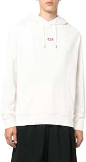 Witte Logo Hoodie Street Style 424 , White , Heren - Xl,L,M,S