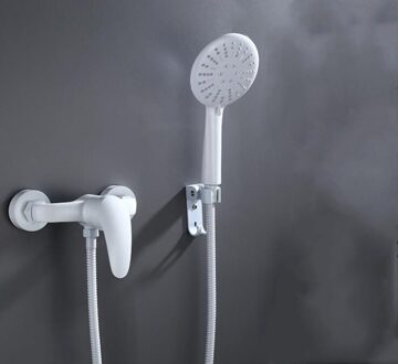 Witte Messing Badkamer Douche Kraan Bad Kraan Mengkraan Met Handdouche Hoofd Set Wandmontage Zwarte Douche Set Badkamer