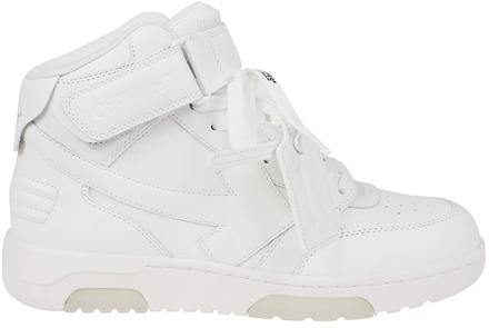 Witte Mid Top Leren Sneakers Off White , White , Dames - 39 EU