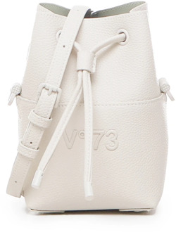 Witte Mini Bucket Tas met Trekkoordsluiting V73 , White , Dames - ONE Size