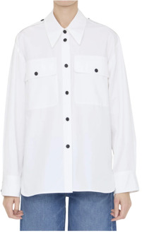 Witte Missa Overhemd van Katoen met Epauletten Khaite , White , Dames - XL