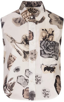 Witte Mouwloze Bloemenprint Overhemd Marni , Multicolor , Dames - S,Xs