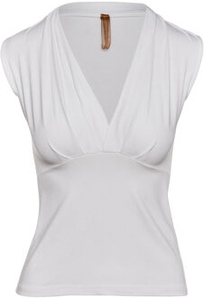 Witte mouwloze faux overslagtop - EU 46 / UK 18