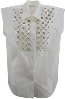 Witte Mouwloze Katoenen Overhemd P.a.r.o.s.h. , White , Dames - XS