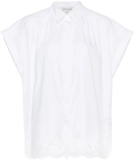 Witte Overhemd met Bloemenkant Ermanno Scervino , White , Dames - S,Xs,2Xs