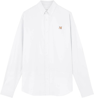 Witte Overhemd met Button-Down Kraag Maison Kitsuné , White , Heren - 2Xl,Xl,L,M,3Xl,4Xl