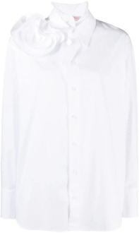 Witte Overhemden met Rozenapplicatie Valentino Garavani , White , Dames - S,Xs