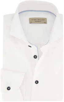 Witte Overhemdjurk met Slim Fit John Miller , White , Heren - L,4Xl,6Xl,5Xl