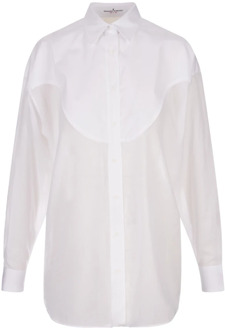 Witte Oversized Shirt met Frontale Applicatie Ermanno Scervino , White , Dames - S,Xs,2Xs