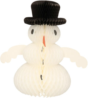 Witte papieren sneeuwpop - Feestdecoratievoorwerp
