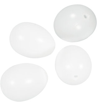 Witte plastic paaseieren 4 stuks 10 cm - Feestdecoratievoorwerp