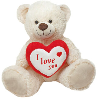 Witte pluche knuffelbeer/teddybeer met I love you hartje 45 cm - Knuffelberen