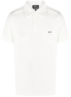 Witte Polo T-shirts met Logo Borduursel A.p.c. , White , Heren - Xl,L,M,S