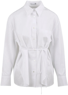 Witte Poplin Overhemd met Italiaanse Kraag Douuod Woman , White , Dames - S,Xs