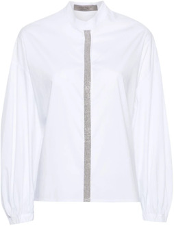Witte Poplin Overhemd met Kralen Detail D.Exterior , White , Dames - L